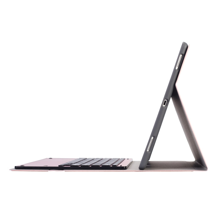 HK129 For iPad Pro 12.9 inch (2017) / (2015) Silk Texture Detachable Aluminum Alloy Bluetooth Keyboard Leather Tablet Case with Pen Slot & Stand Function