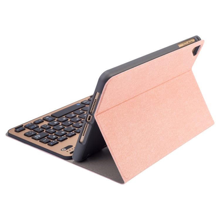 RK845 For iPad iPad mini 5 / 4 Silk Texture Detachable Aluminum Alloy Bluetooth Keyboard Leather Tablet Case with Pen Slot & Stand Function