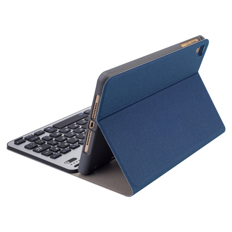 RK845 For iPad iPad mini 5 / 4 Silk Texture Detachable Aluminum Alloy Bluetooth Keyboard Leather Tablet Case with Pen Slot & Stand Function