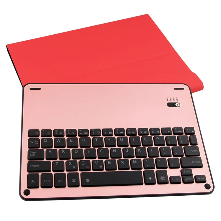 1038D For iPad Air 2 & Air 1 / Pro 9.7 inch & 2017 iPad & 2018 iPad Backlight Version Lambskin Texture Detachable Aluminum Alloy Bluetooth Keyboard Leather Tablet Case with Stand Function