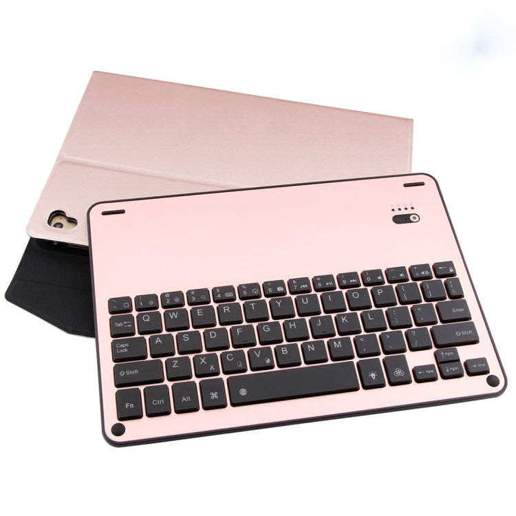 1038D For iPad Air 2 & Air 1 / Pro 9.7 inch & 2017 iPad & 2018 iPad Backlight Version Lambskin Texture Detachable Aluminum Alloy Bluetooth Keyboard Leather Tablet Case with Stand Function