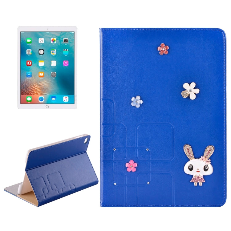 For iPad Pro 12.9 inch Rabbit Pattern Diamond Encrusted Leather Case with Holder & Card Slots