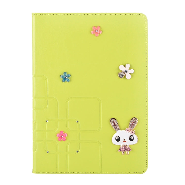 For iPad Pro 12.9 inch Rabbit Pattern Diamond Encrusted Leather Case with Holder & Card Slots