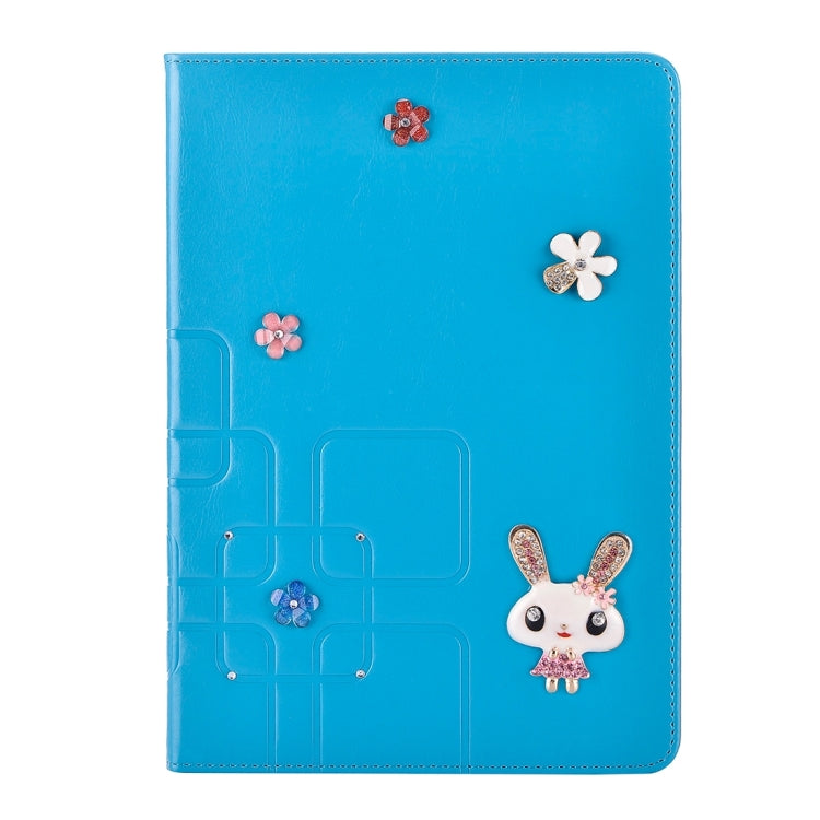 For iPad Pro 12.9 inch Rabbit Pattern Diamond Encrusted Leather Case with Holder & Card Slots