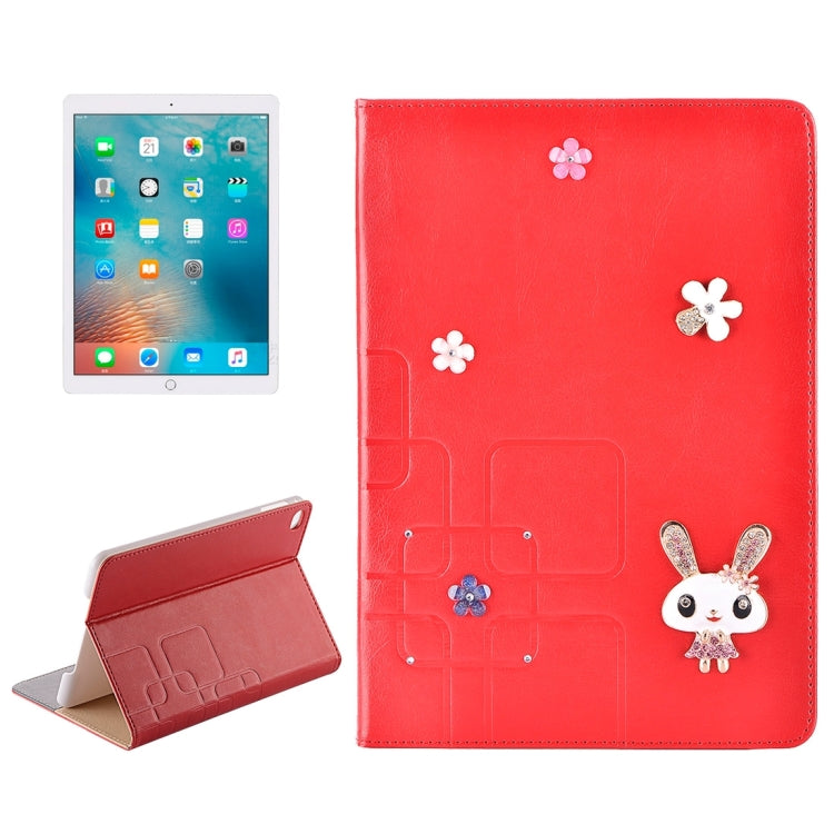 For iPad Pro 12.9 inch Rabbit Pattern Diamond Encrusted Leather Case with Holder & Card Slots