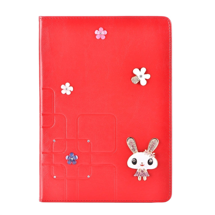 For iPad Pro 12.9 inch Rabbit Pattern Diamond Encrusted Leather Case with Holder & Card Slots