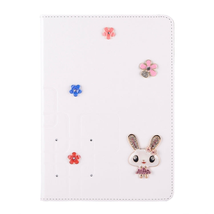For iPad Pro 12.9 inch Rabbit Pattern Diamond Encrusted Leather Case with Holder & Card Slots