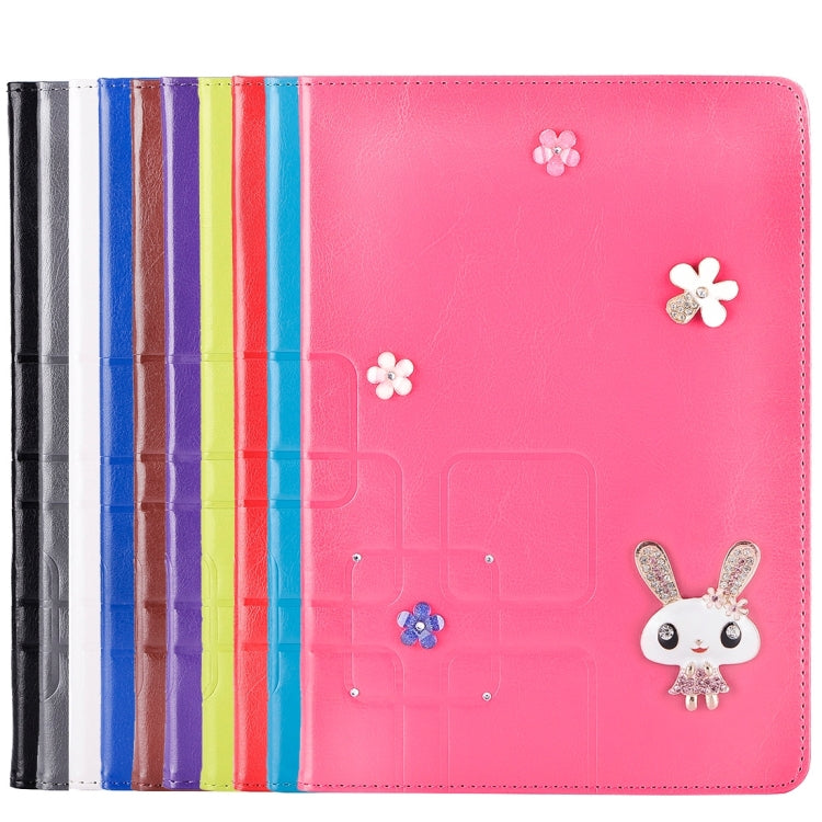 For iPad Pro 12.9 inch Rabbit Pattern Diamond Encrusted Leather Case with Holder & Card Slots