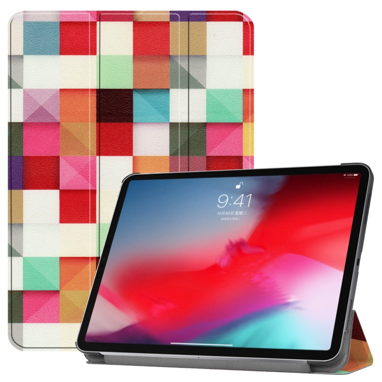 Horizontal Flip Magic Cube Pattern Colored Painted Leather Case for iPad Pro 11 inch (2018), with Three-folding Holder & Wake-up / Sleep Function