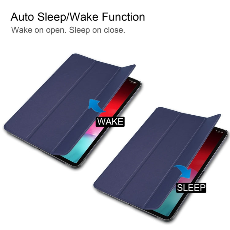 Custer Texture Horizontal Flip PU Leather Case for iPad Pro 11 inch (2018), with Three-folding Holder & Sleep / Wake-up Function