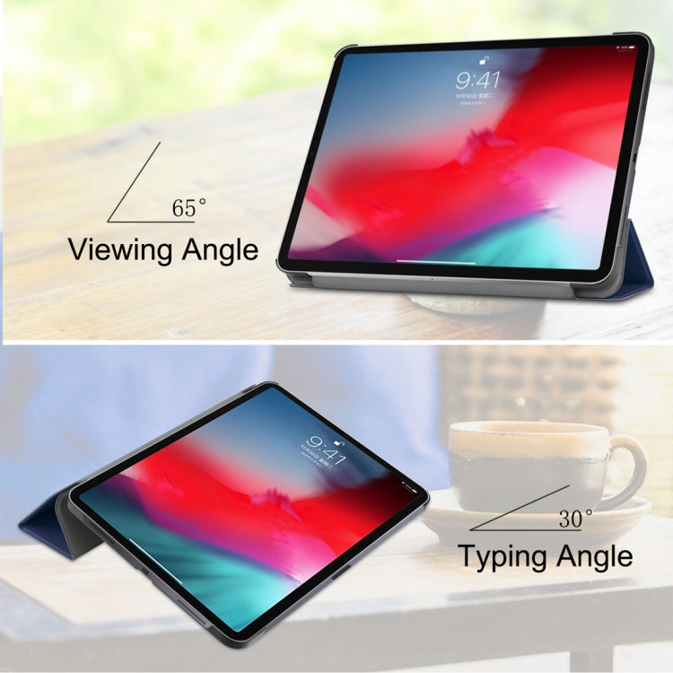 Custer Texture Horizontal Flip PU Leather Case for iPad Pro 11 inch (2018), with Three-folding Holder & Sleep / Wake-up Function