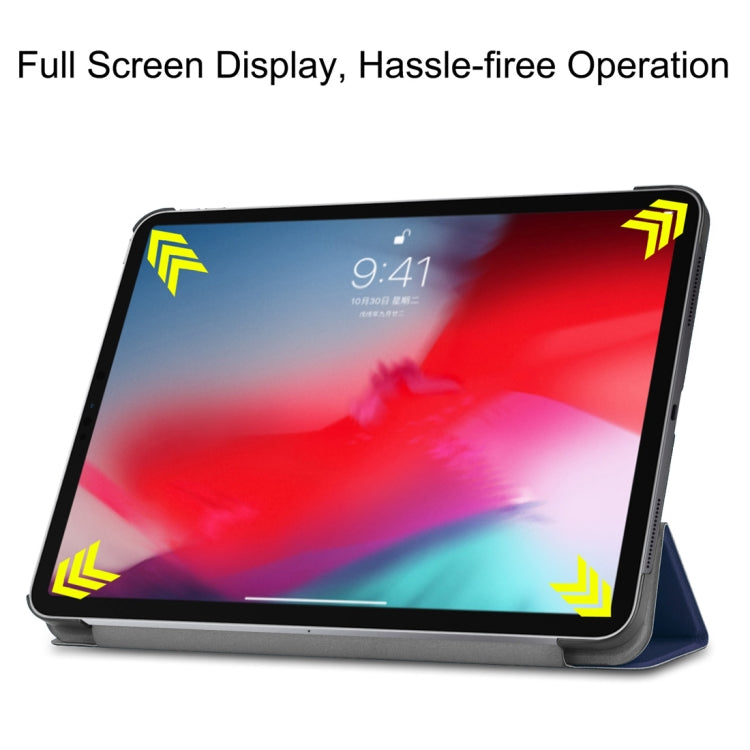 Custer Texture Horizontal Flip PU Leather Case for iPad Pro 11 inch (2018), with Three-folding Holder & Sleep / Wake-up Function