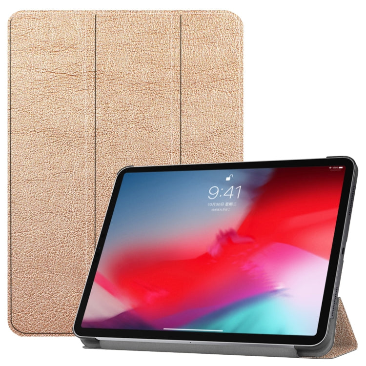 Custer Texture Horizontal Flip PU Leather Case for iPad Pro 11 inch (2018), with Three-folding Holder & Sleep / Wake-up Function