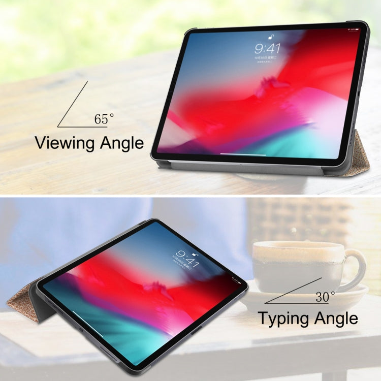 Custer Texture Horizontal Flip PU Leather Case for iPad Pro 11 inch (2018), with Three-folding Holder & Sleep / Wake-up Function