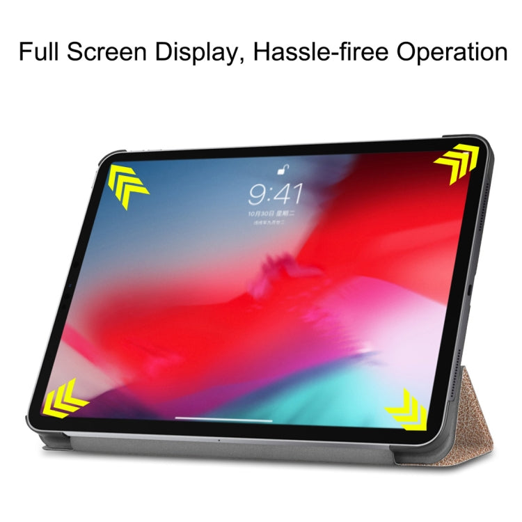 Custer Texture Horizontal Flip PU Leather Case for iPad Pro 11 inch (2018), with Three-folding Holder & Sleep / Wake-up Function