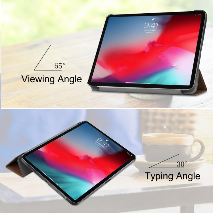 Custer Texture Horizontal Flip PU Leather Case for iPad Pro 11 inch (2018), with Three-folding Holder & Sleep / Wake-up Function