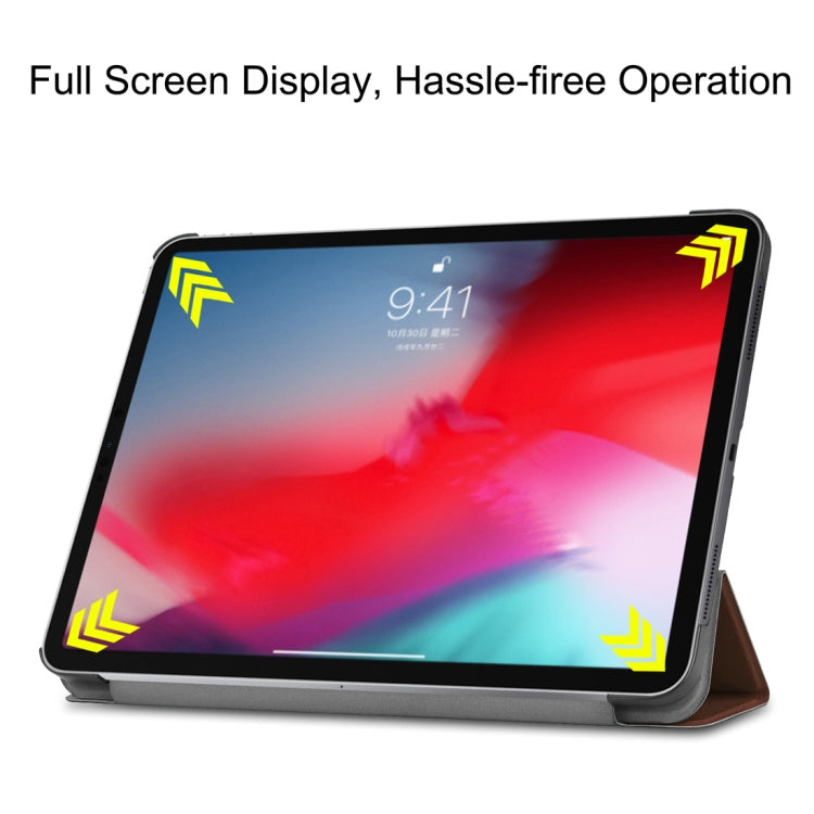 Custer Texture Horizontal Flip PU Leather Case for iPad Pro 11 inch (2018), with Three-folding Holder & Sleep / Wake-up Function