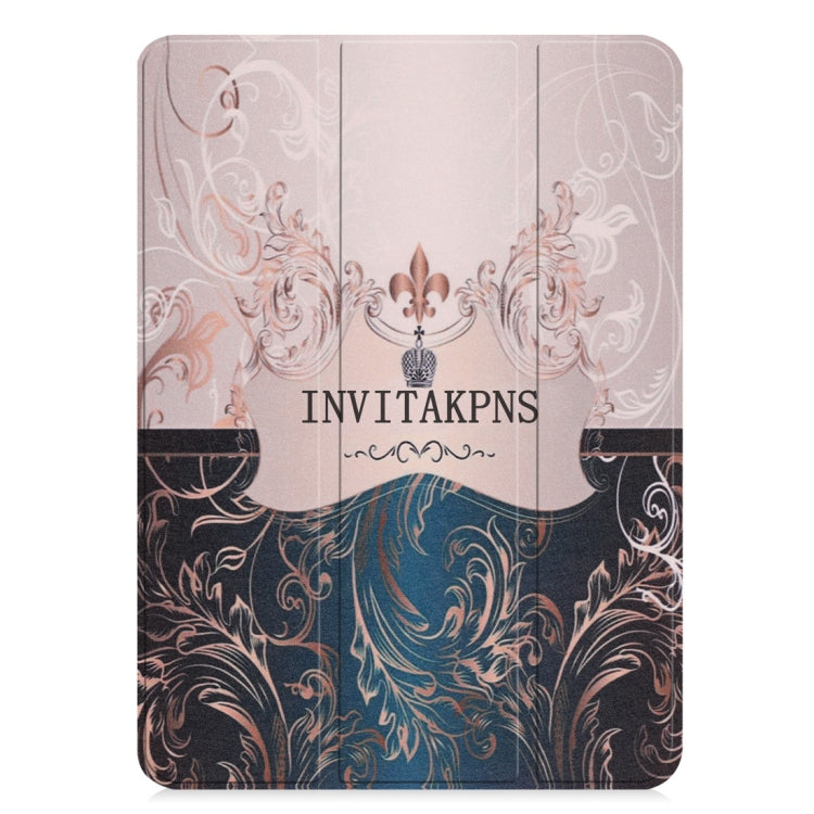 Horizontal Flip French Flower Texture Pattern Colored Painted Leather Case for iPad Pro 11 inch (2018), with Three-folding Holder & Wake-up / Sleep Function