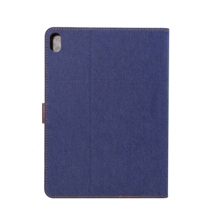 Horizontal Flip Denim Leather Case for iPad Pro 12.9 inch (2018), with Holder & Sleep / Wake-up Function & Wallet(Dark Blue)