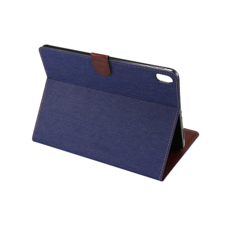 Horizontal Flip Denim Leather Case for iPad Pro 12.9 inch (2018), with Holder & Sleep / Wake-up Function & Wallet(Dark Blue)