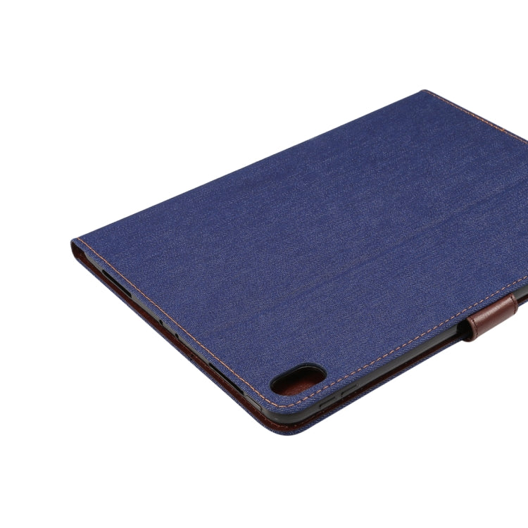 Horizontal Flip Denim Leather Case for iPad Pro 12.9 inch (2018), with Holder & Sleep / Wake-up Function & Wallet(Dark Blue)