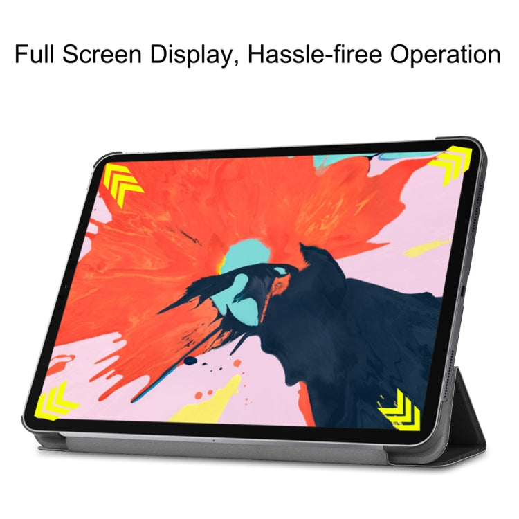 Custer Texture Horizontal Flip PU Leather Case for iPad Pro 12.9 inch (2018), with Three-folding Holder & Sleep / Wake-up Function
