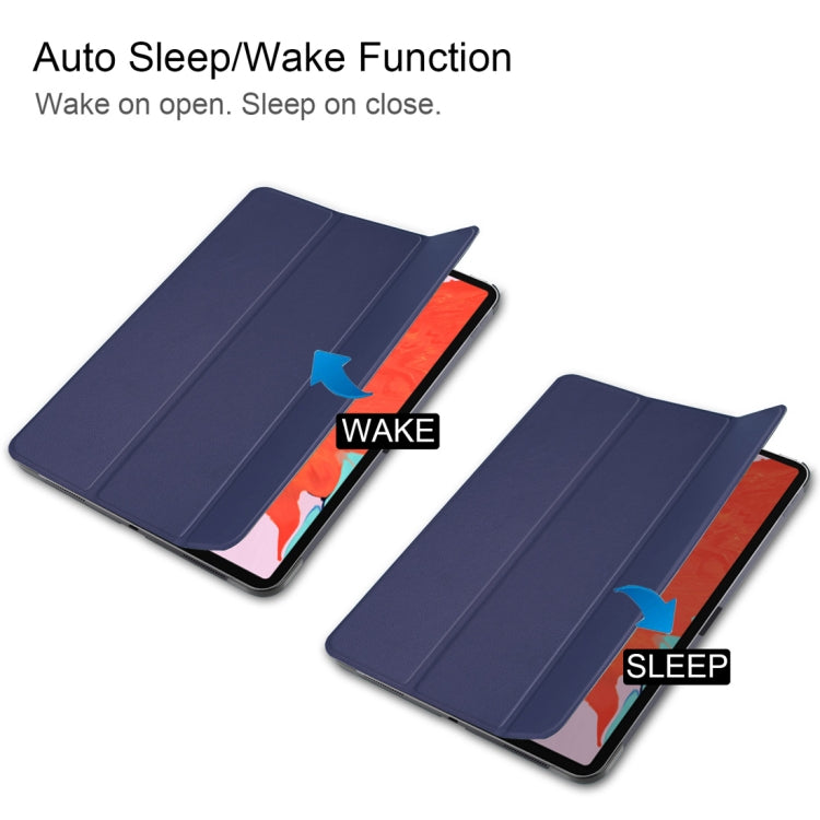 Custer Texture Horizontal Flip PU Leather Case for iPad Pro 12.9 inch (2018), with Three-folding Holder & Sleep / Wake-up Function