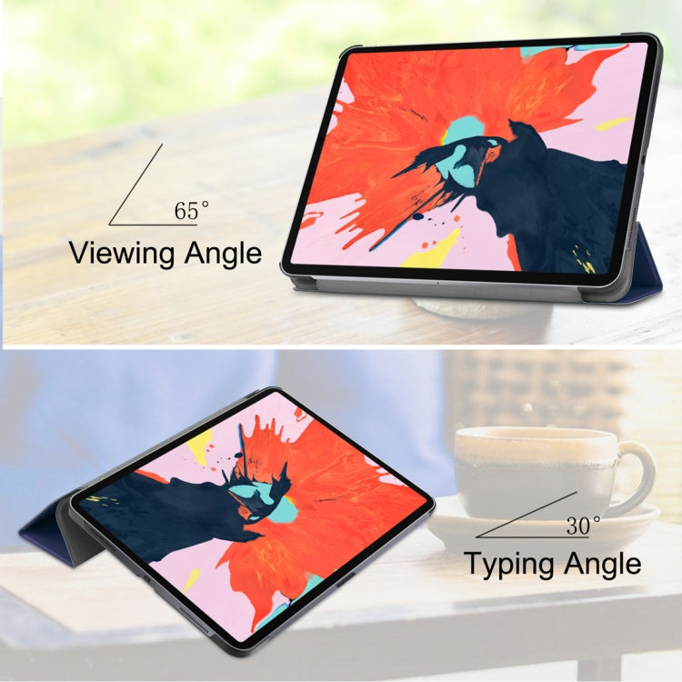 Custer Texture Horizontal Flip PU Leather Case for iPad Pro 12.9 inch (2018), with Three-folding Holder & Sleep / Wake-up Function