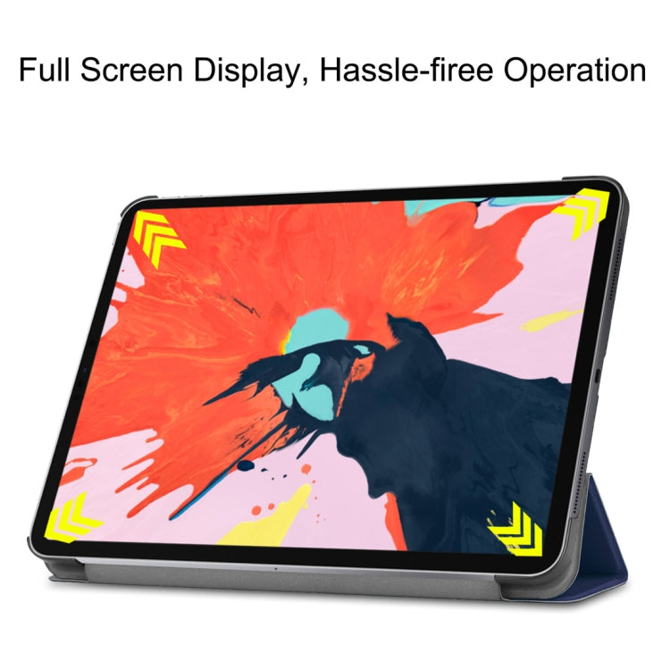Custer Texture Horizontal Flip PU Leather Case for iPad Pro 12.9 inch (2018), with Three-folding Holder & Sleep / Wake-up Function