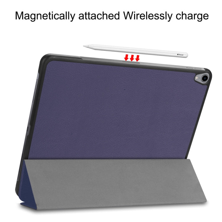 Custer Texture Horizontal Flip PU Leather Case for iPad Pro 12.9 inch (2018), with Three-folding Holder & Sleep / Wake-up Function