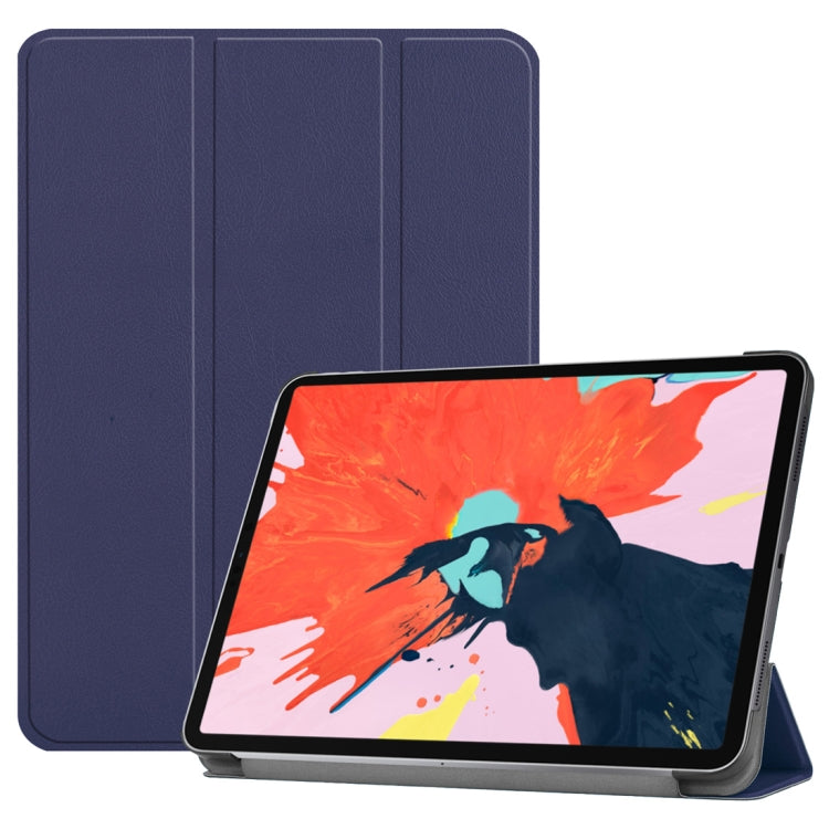 Custer Texture Horizontal Flip PU Leather Case for iPad Pro 12.9 inch (2018), with Three-folding Holder & Sleep / Wake-up Function