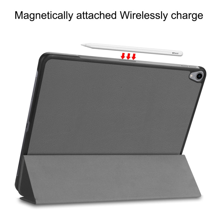 Custer Texture Horizontal Flip PU Leather Case for iPad Pro 12.9 inch (2018), with Three-folding Holder & Sleep / Wake-up Function