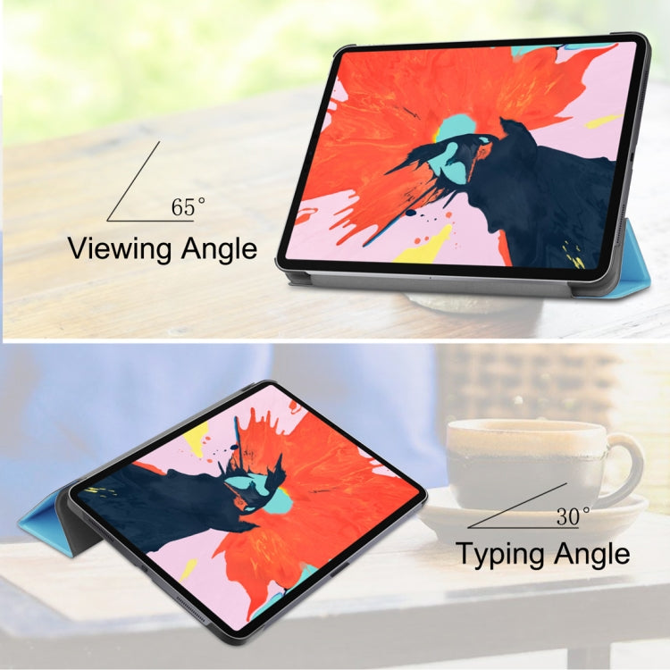 Custer Texture Horizontal Flip PU Leather Case for iPad Pro 12.9 inch (2018), with Three-folding Holder & Sleep / Wake-up Function