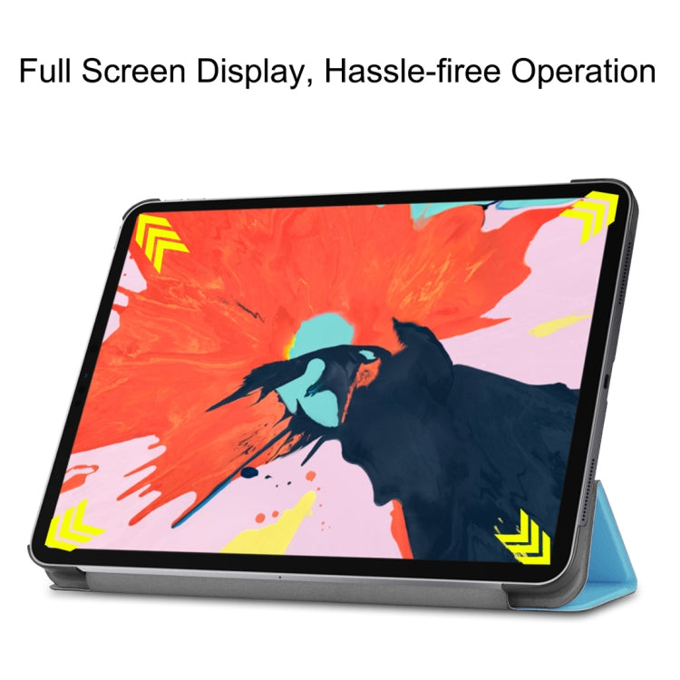Custer Texture Horizontal Flip PU Leather Case for iPad Pro 12.9 inch (2018), with Three-folding Holder & Sleep / Wake-up Function