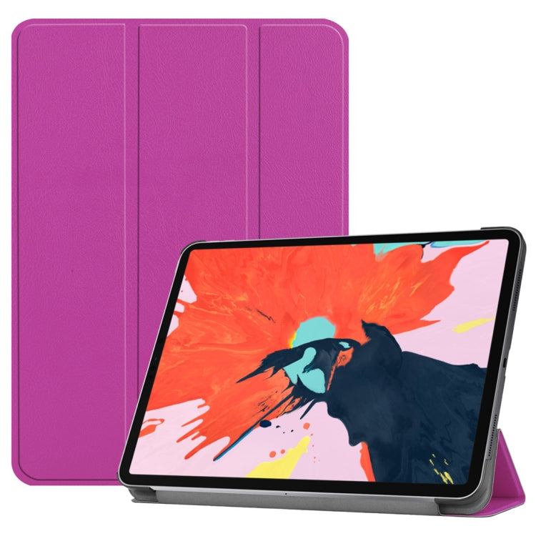 Custer Texture Horizontal Flip PU Leather Case for iPad Pro 12.9 inch (2018), with Three-folding Holder & Sleep / Wake-up Function