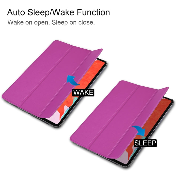 Custer Texture Horizontal Flip PU Leather Case for iPad Pro 12.9 inch (2018), with Three-folding Holder & Sleep / Wake-up Function