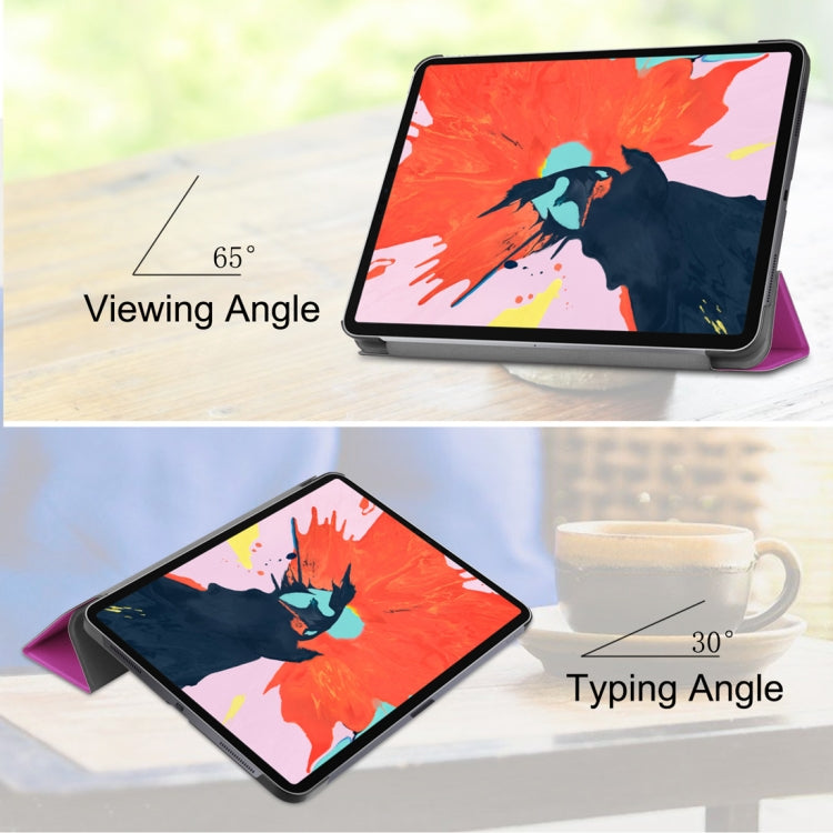 Custer Texture Horizontal Flip PU Leather Case for iPad Pro 12.9 inch (2018), with Three-folding Holder & Sleep / Wake-up Function