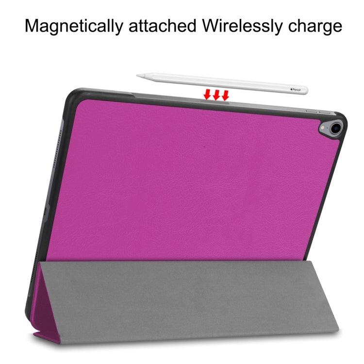 Custer Texture Horizontal Flip PU Leather Case for iPad Pro 12.9 inch (2018), with Three-folding Holder & Sleep / Wake-up Function