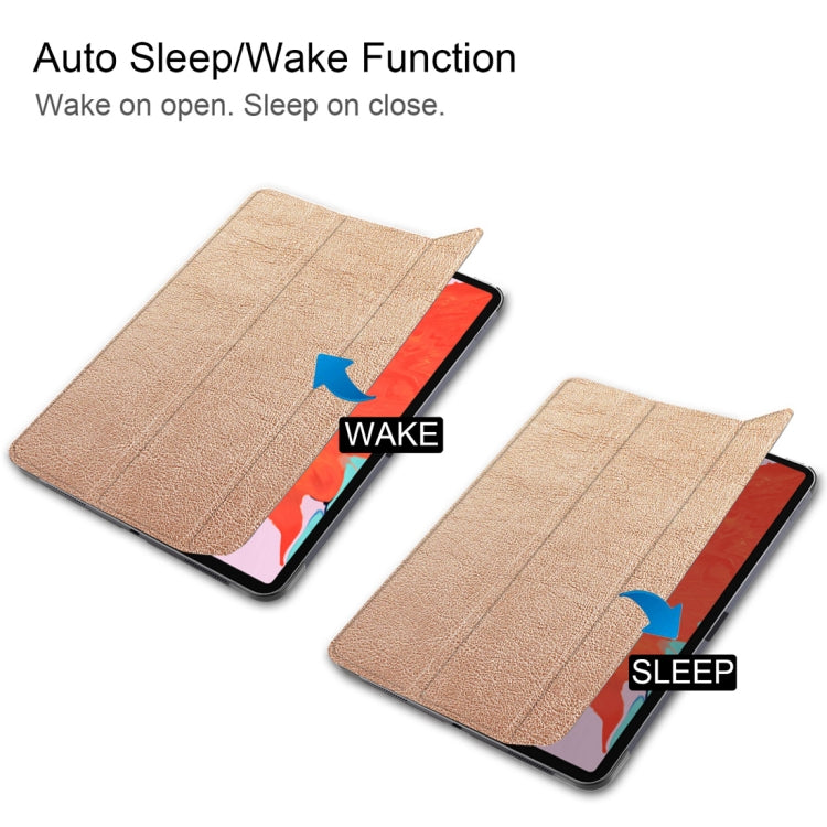 Custer Texture Horizontal Flip PU Leather Case for iPad Pro 12.9 inch (2018), with Three-folding Holder & Sleep / Wake-up Function