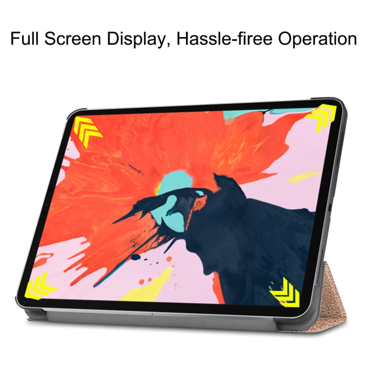 Custer Texture Horizontal Flip PU Leather Case for iPad Pro 12.9 inch (2018), with Three-folding Holder & Sleep / Wake-up Function