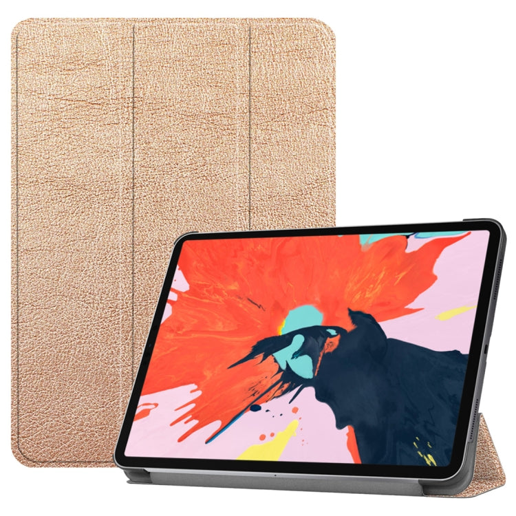 Custer Texture Horizontal Flip PU Leather Case for iPad Pro 12.9 inch (2018), with Three-folding Holder & Sleep / Wake-up Function