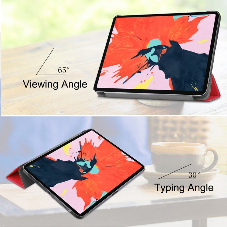 Custer Texture Horizontal Flip PU Leather Case for iPad Pro 12.9 inch (2018), with Three-folding Holder & Sleep / Wake-up Function
