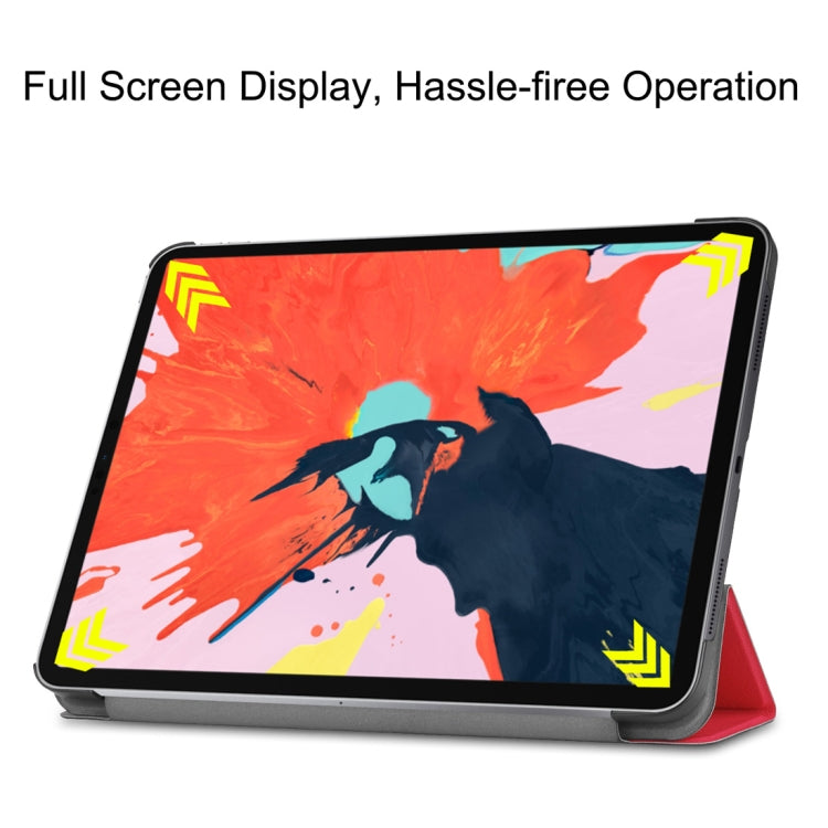 Custer Texture Horizontal Flip PU Leather Case for iPad Pro 12.9 inch (2018), with Three-folding Holder & Sleep / Wake-up Function