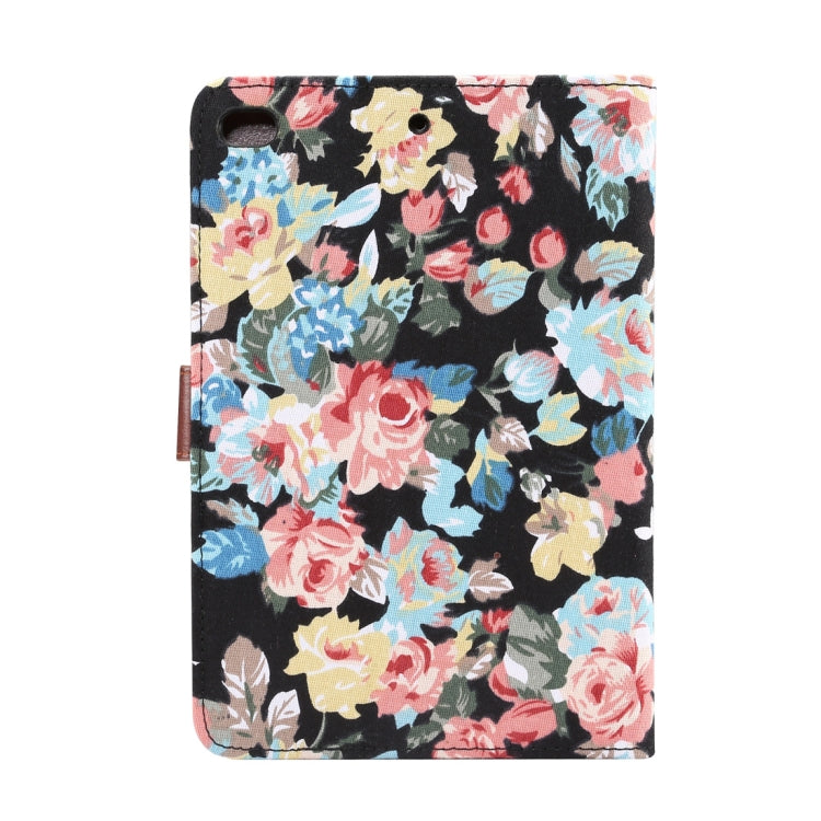Horizontal Flip Floral Cloth Leather Case for iPad Mini 2019 / iPad Mini 4, with Holder & Sleep / Wake-up Function & Wallet