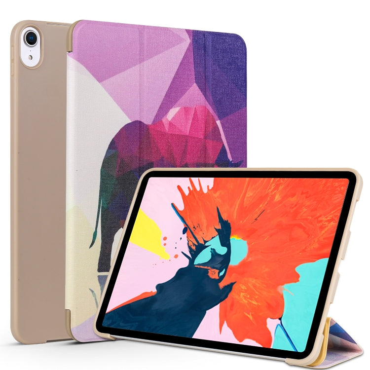 Horizontal Flip Elephant Pattern Colored Painted Leather Case for iPad Pro 11 inch (2018), with Three-folding Holder & Wake-up / Sleep Function