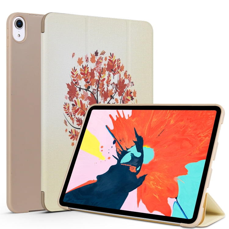 Horizontal Flip Maple Pattern Colored Painted Leather Case for iPad Pro 11 inch (2018), with Three-folding Holder & Wake-up / Sleep Function