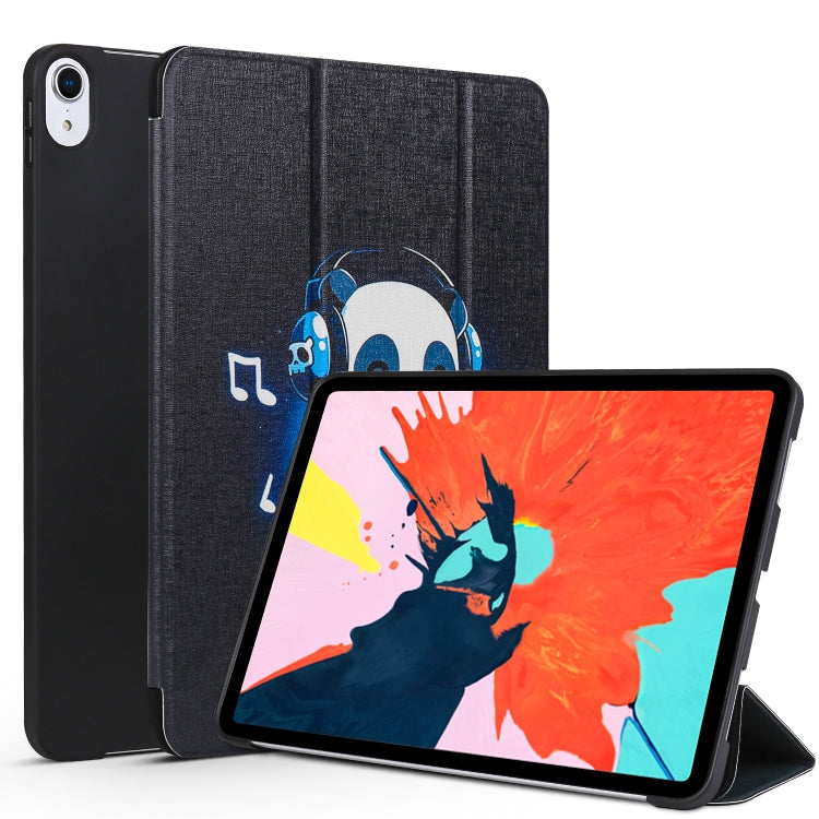 Horizontal Flip Music Panda Pattern Colored Painted Leather Case for iPad Pro 11 inch (2018), with Three-folding Holder & Wake-up / Sleep Function