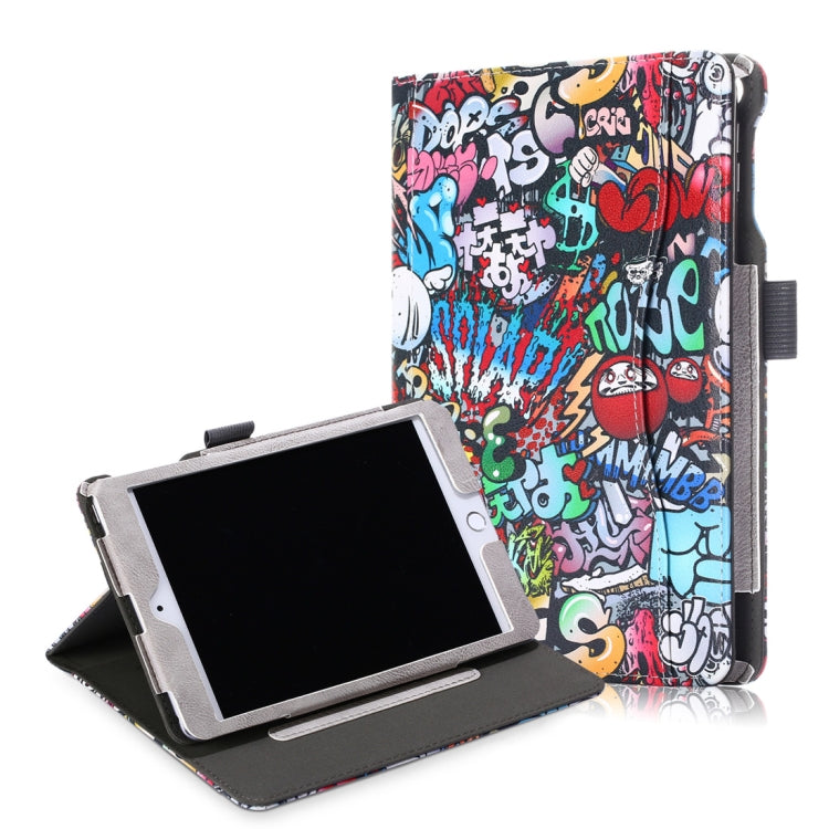 Cowhide Texture Graffiti Pattern Colored Drawing Horizontal Flip Leather Case for iPad Mini 2019 / Mini 4, with Holder & Sleep / Wake-up Function
