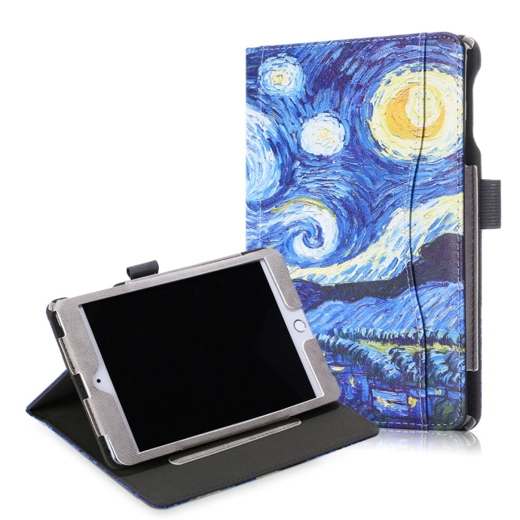 Cowhide Texture Starry Sky Pattern Colored Drawing Horizontal Flip Leather Case for iPad Mini 2019 / Mini 4, with Holder & Sleep / Wake-up Function