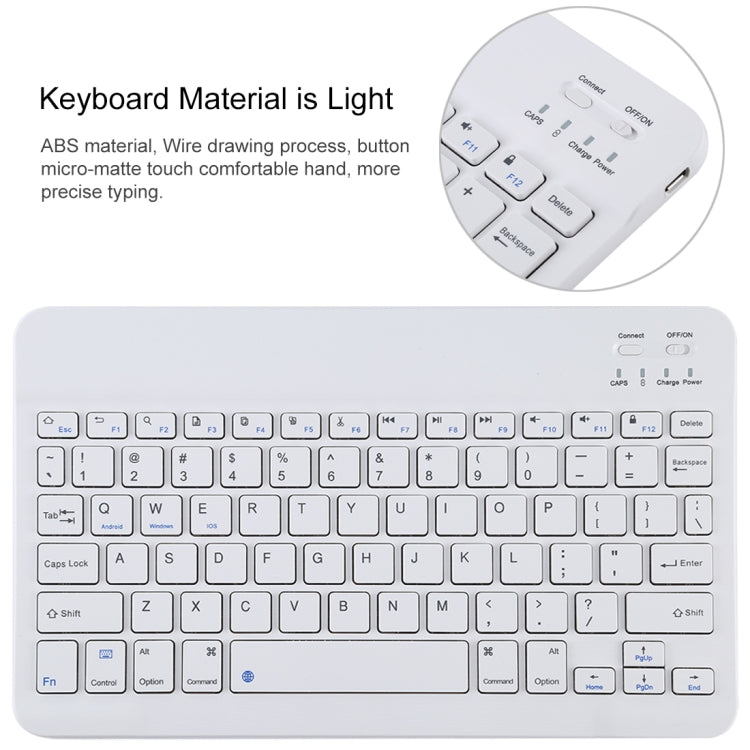 TG11B Detachable Bluetooth White Keyboard + Microfiber Leather Tablet Case for iPad Pro 11 inch (2020), with Pen Slot & Holder